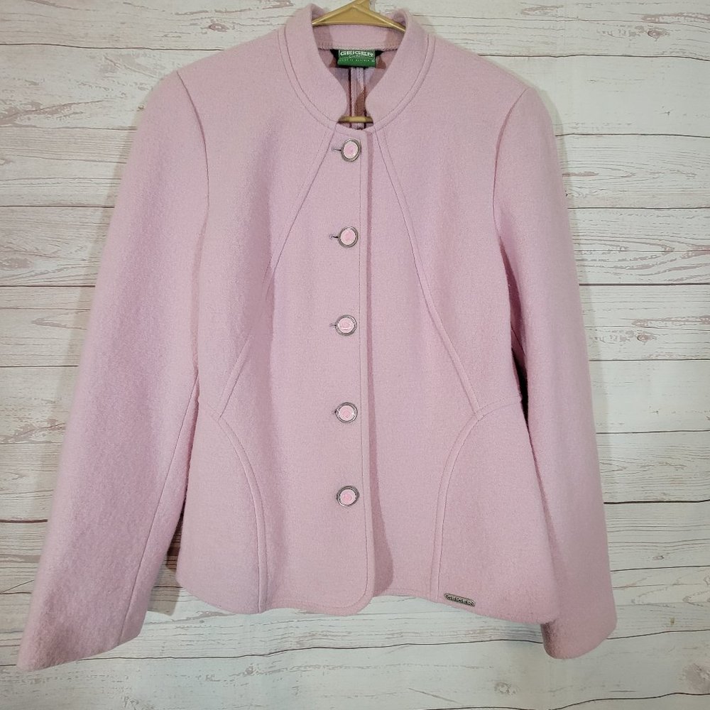 Geiger Women's EU 38/M Pink Wool Button Front Jacket